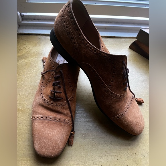 RARE Gucci Suede Wing Tip Brogues w/tassels - Picture 1 of 7